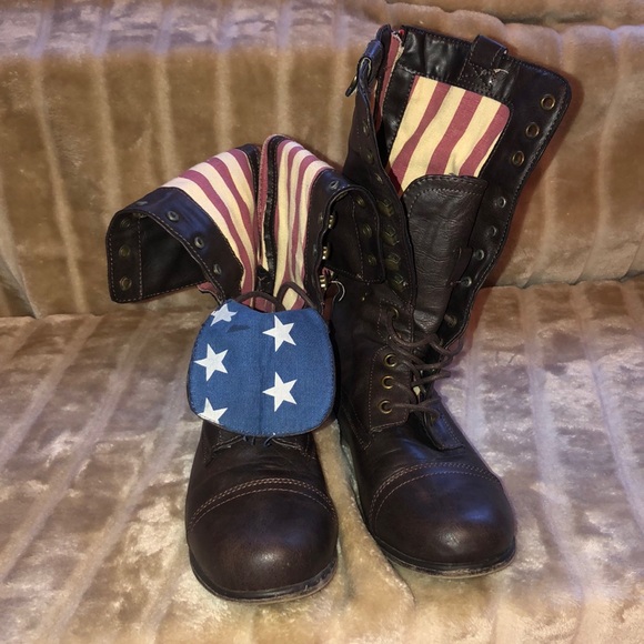 BAMBOO Shoes - American flag combat boot!